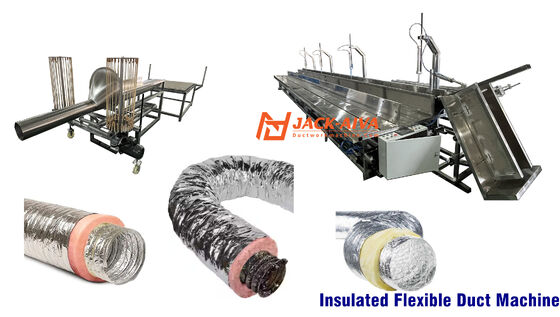 Máquina para fabricar conductos de aire flexibles aislados | Fabricante de línea de producción de conductos flexibles de lana de vidrio